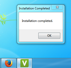 Installation completed message