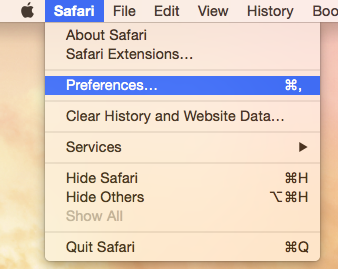 Safari > Preferences