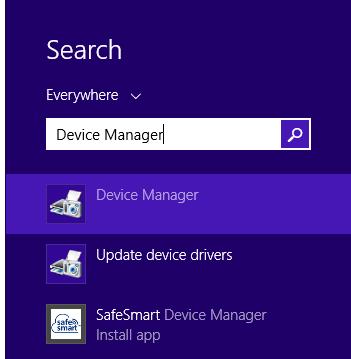 Device Manager in search results