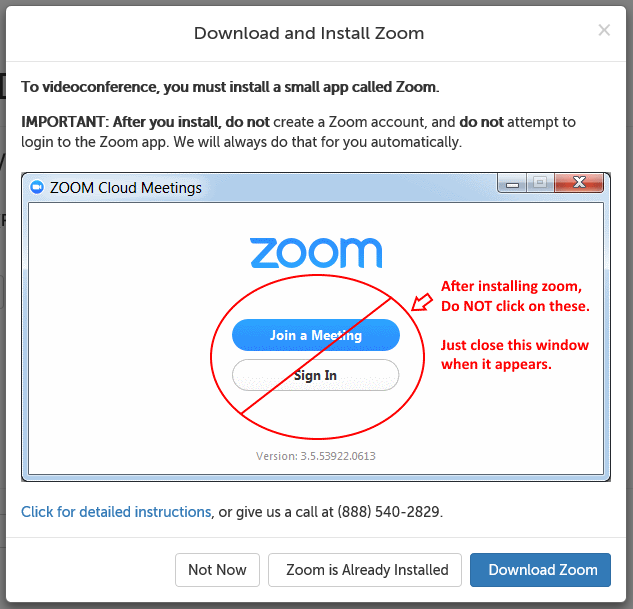 Download and install Zoom message