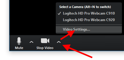 Caret icon and then "Video Settings"